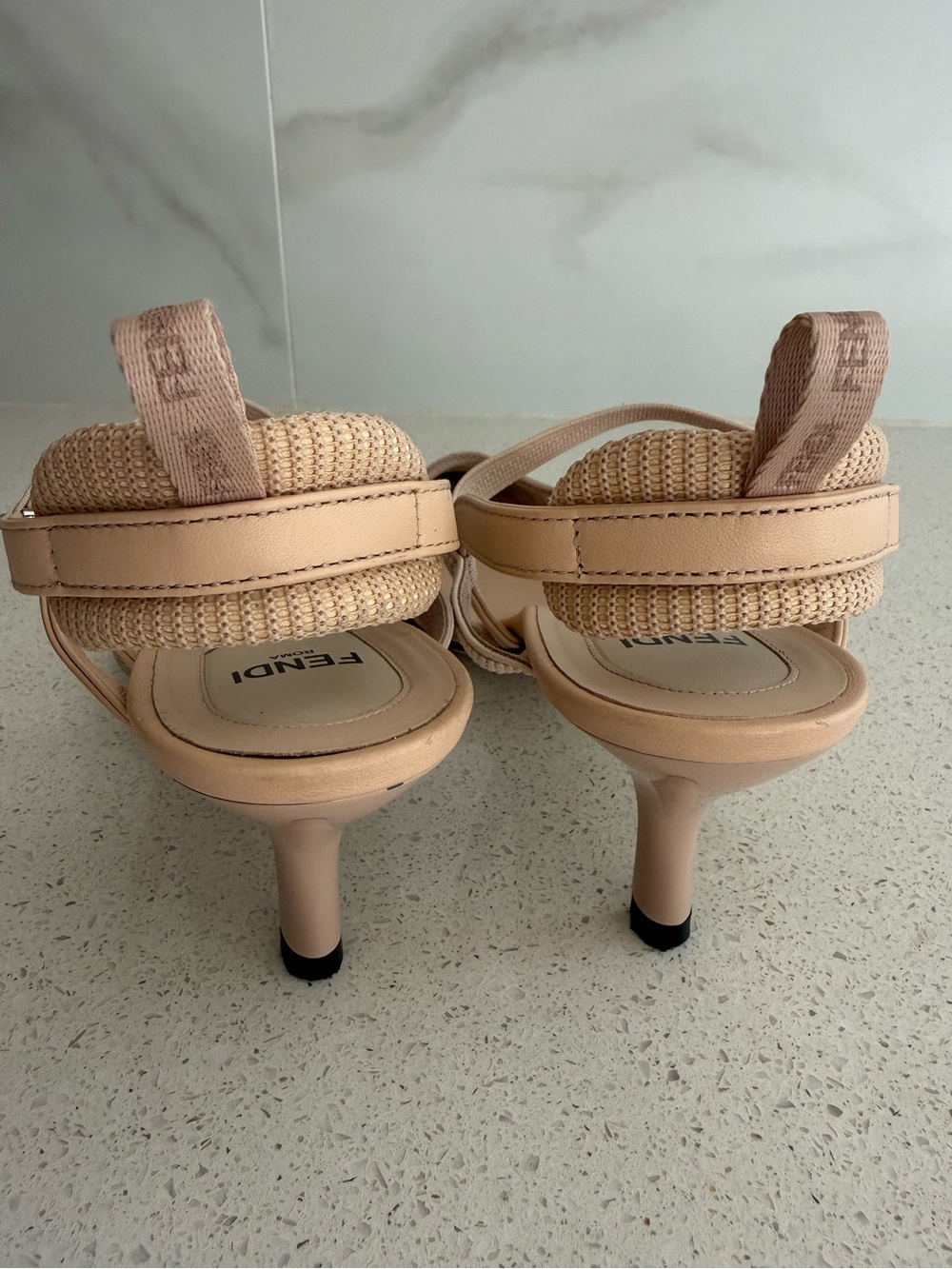 Fendi Colibri FF Mesh Slingback Kitten-Heel Pumps EU 39 US 9 - Picture 4 of 8